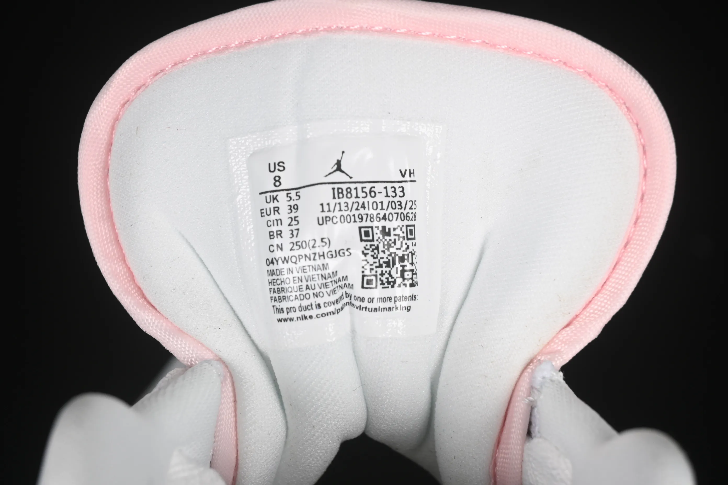 All categories Air Jordan Jordan series basketball shoes Air Jordan 1 Low Air Jordan 1 Low AJ1 Joe 1 white and pink low-top cultural and leisure sports sneakers IB8156-133